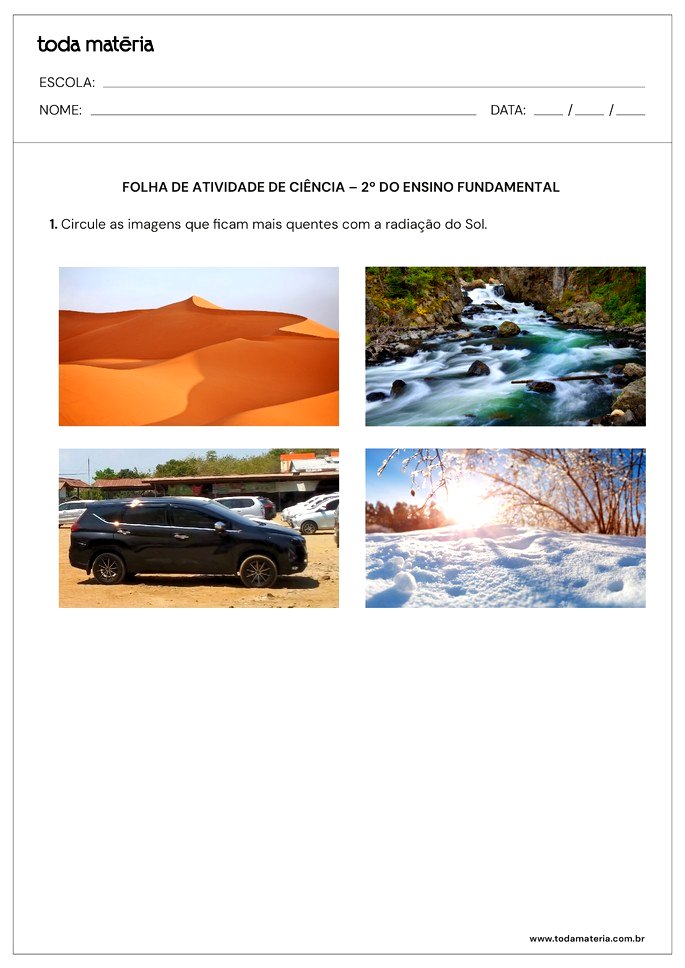 Folha de atividade de ciências 06 para o 2º do ensino fundamental -
