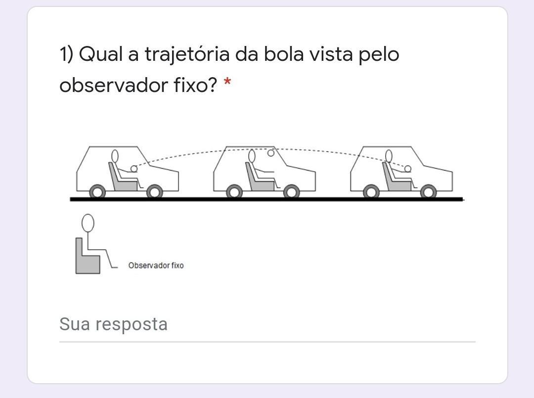 1- Qual a trajetória da bola vista pelo observador fixo?​