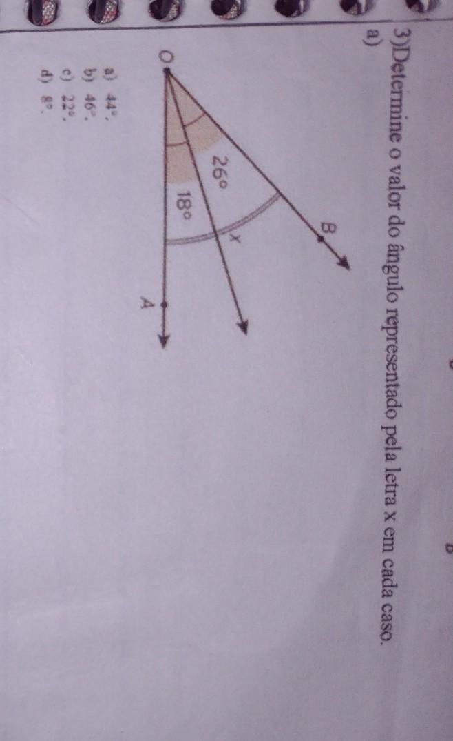 3)Determine o valor do Ângulo representado pela letra x em cada caso: ​
