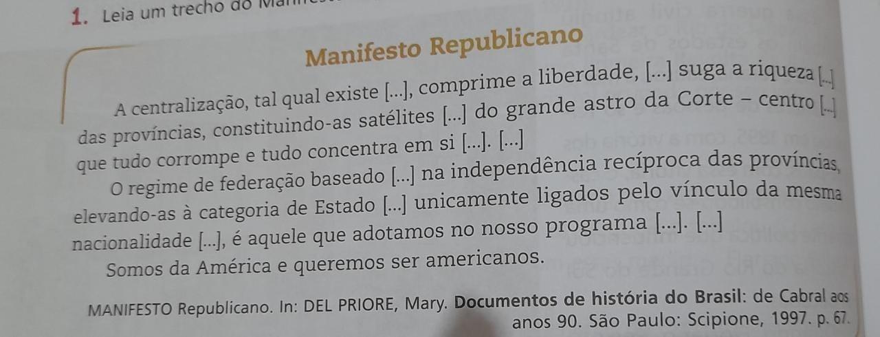 A) O que o manifesto está criticando?​B) O que os republicanos defendem nesse ManifestoC) Qual o significado de 