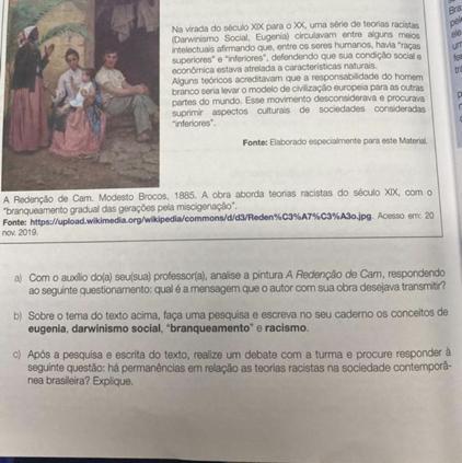 Sobre o tema do texto acima, faça uma pesquisa e escreva no seu caderno os conceitos deeugenia, darwinismo social,
