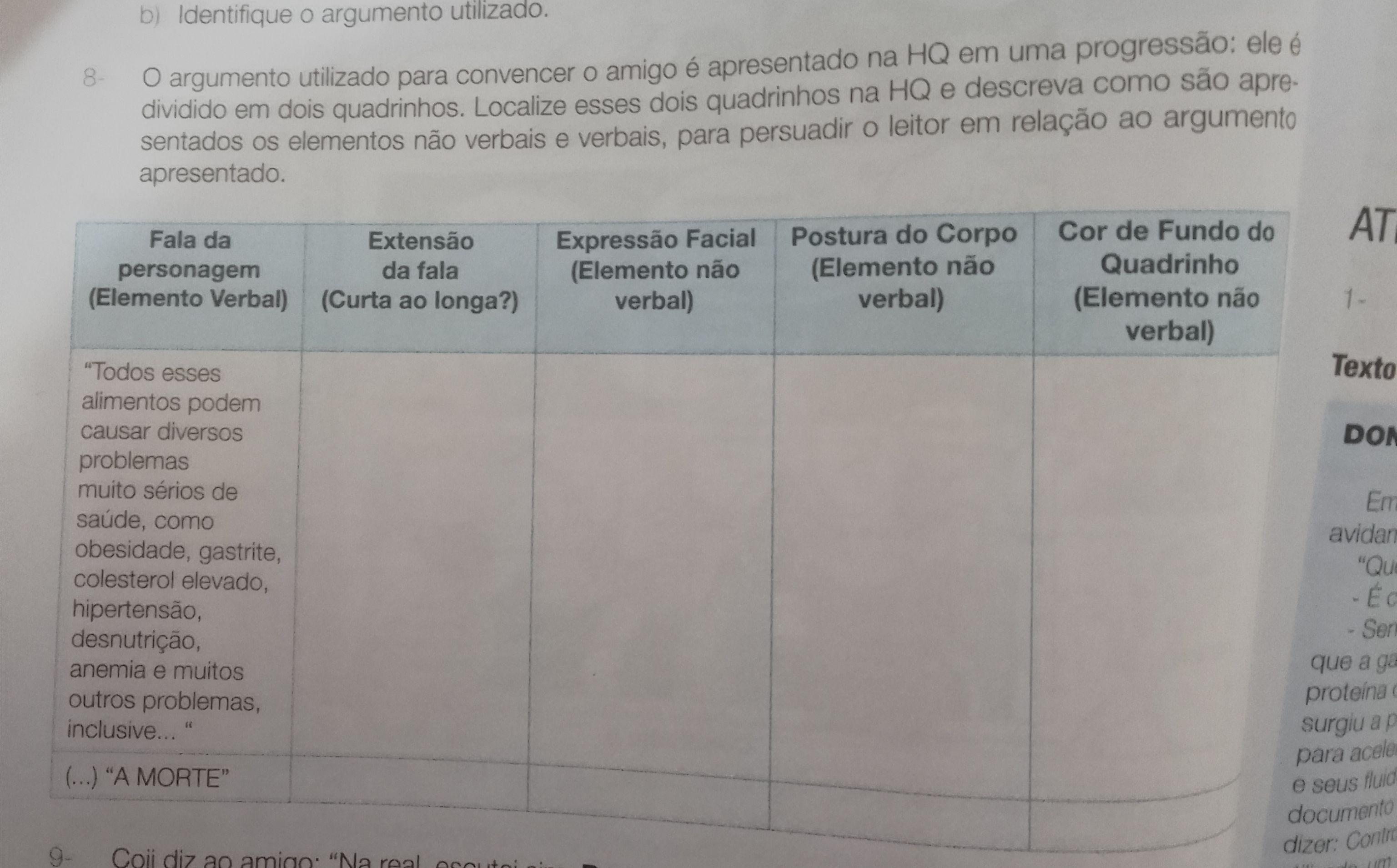 8-O argumento utilizado para convencer o amigo é apresentad