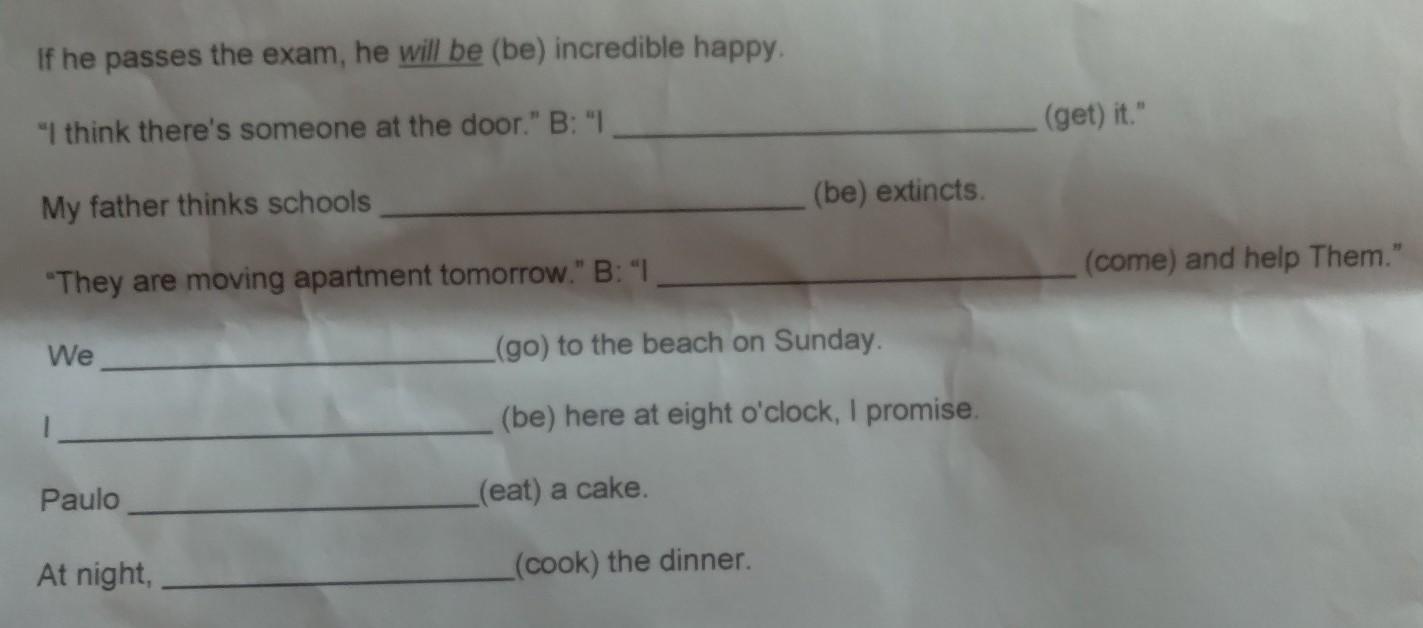 ESCREVA O VERBO NO FUTURO SIMPLES. OBSERVE O MODELO:​