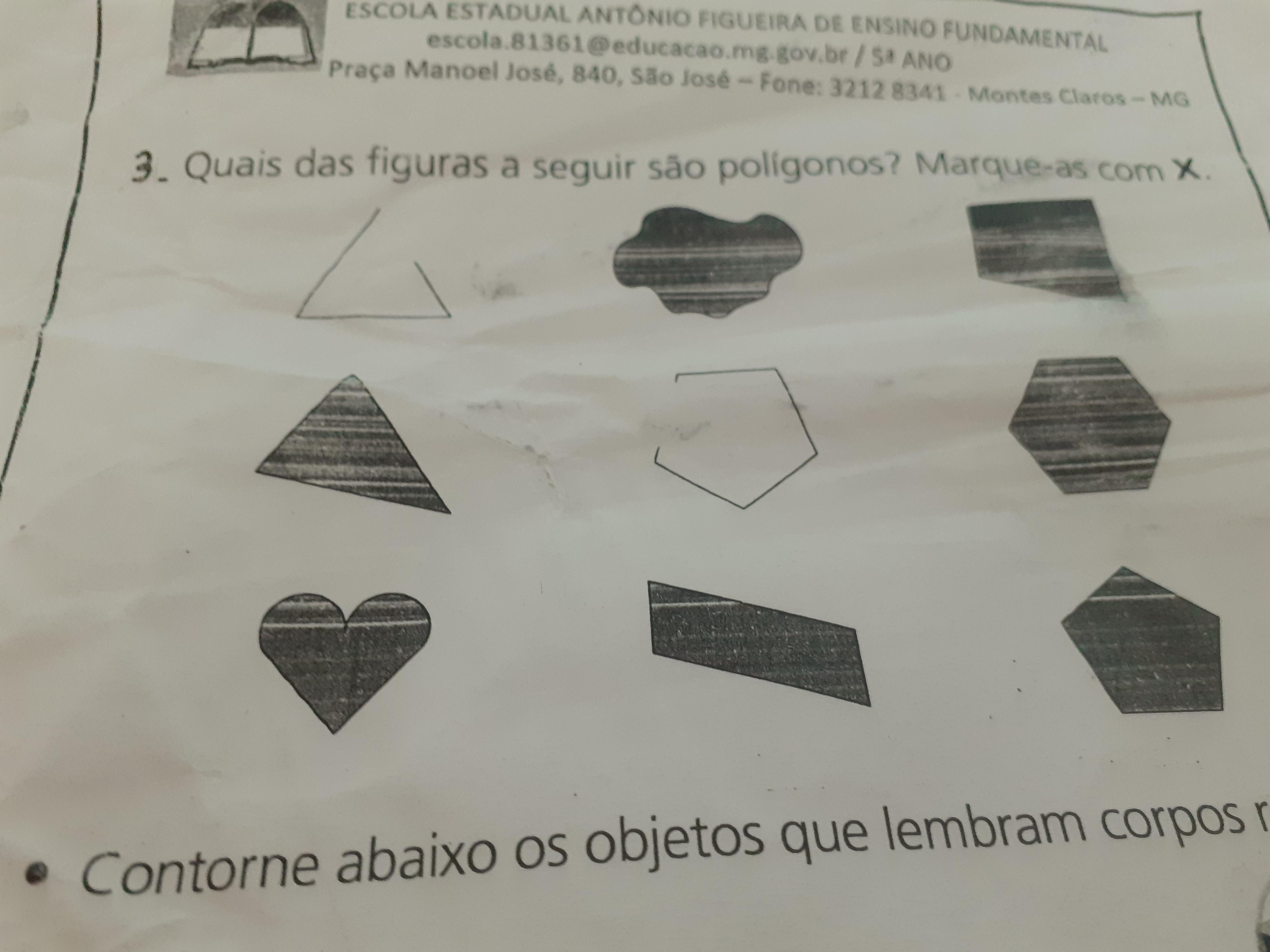 3-Quais das figuras a seguir são polígonos? Marque-as com ×