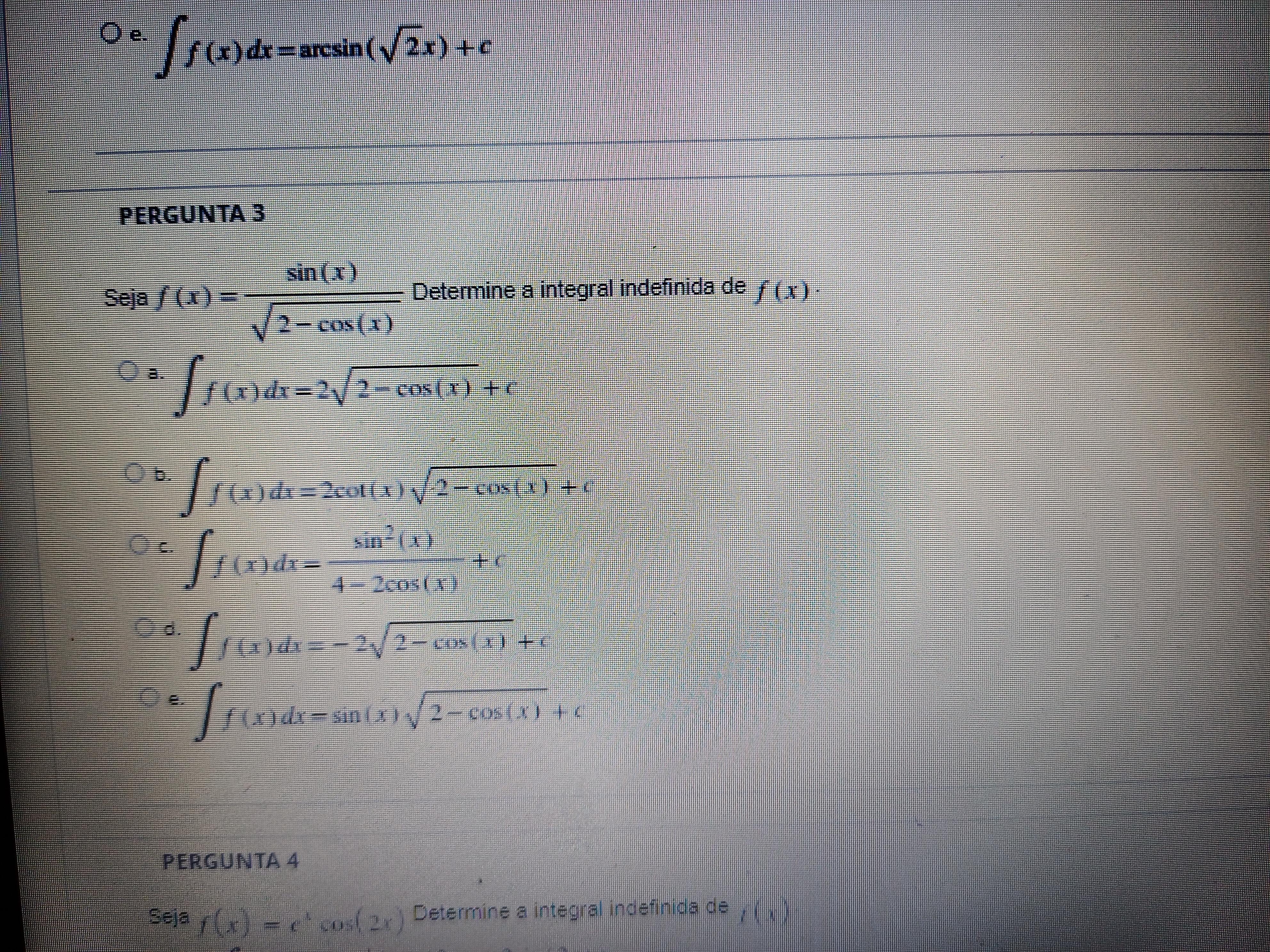 Determine a integral indefinida de F(x) detalhes na foto (cálculo)