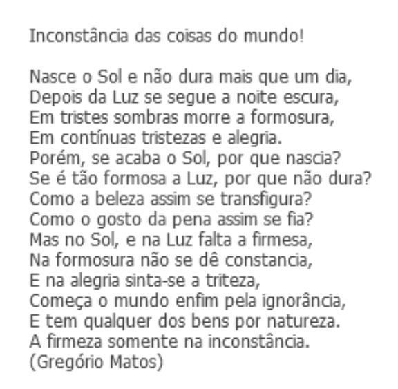 O nome do poema abaixo é 