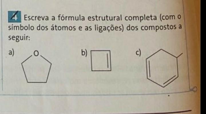 escreva a fomula estrutural completa(com o símbolo dos áto