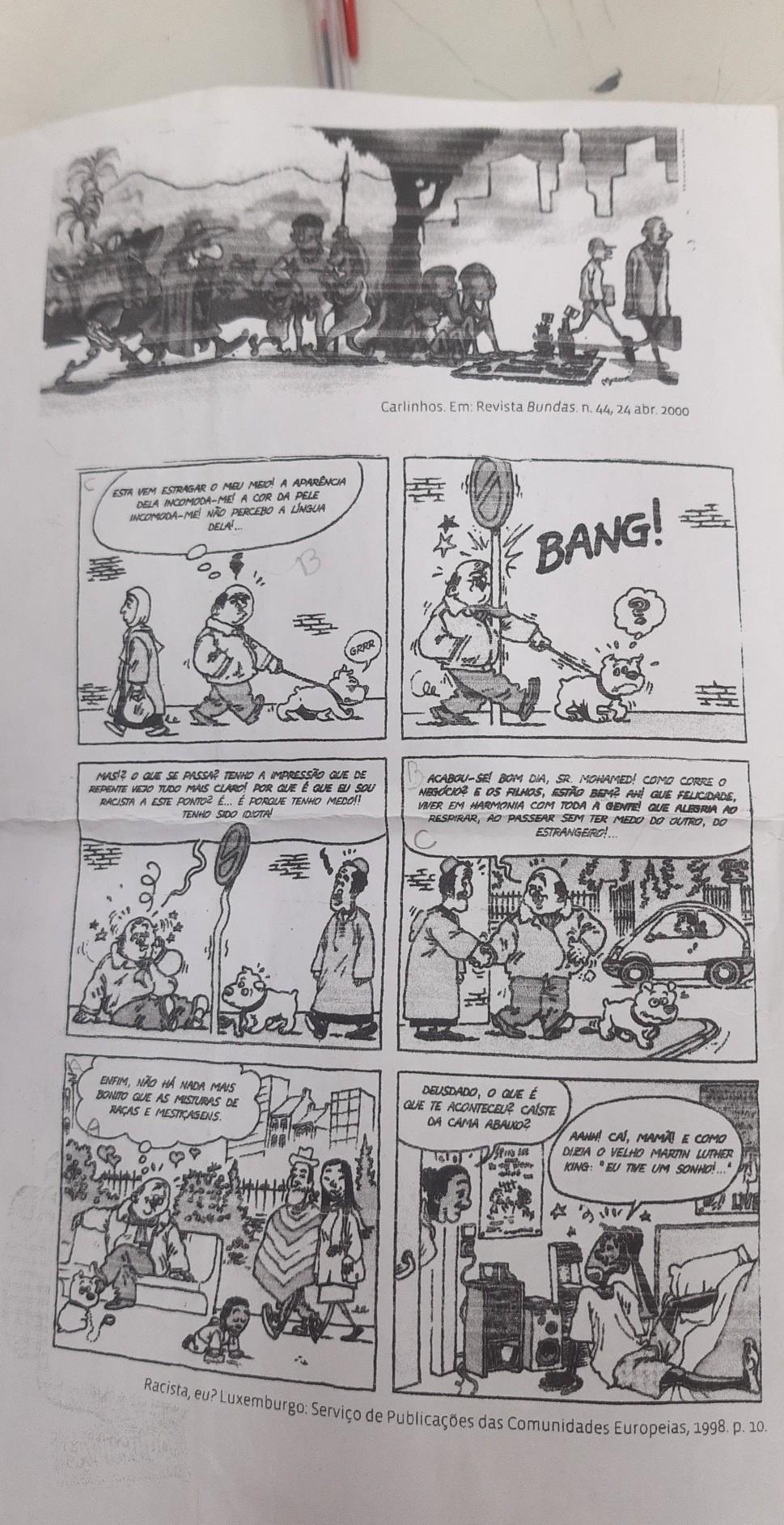 interpretação da história em quadrinhos racista/eu. Para