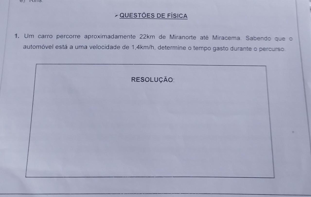 Um carro percorre aproximadamente 22km de Miranorte até Mir