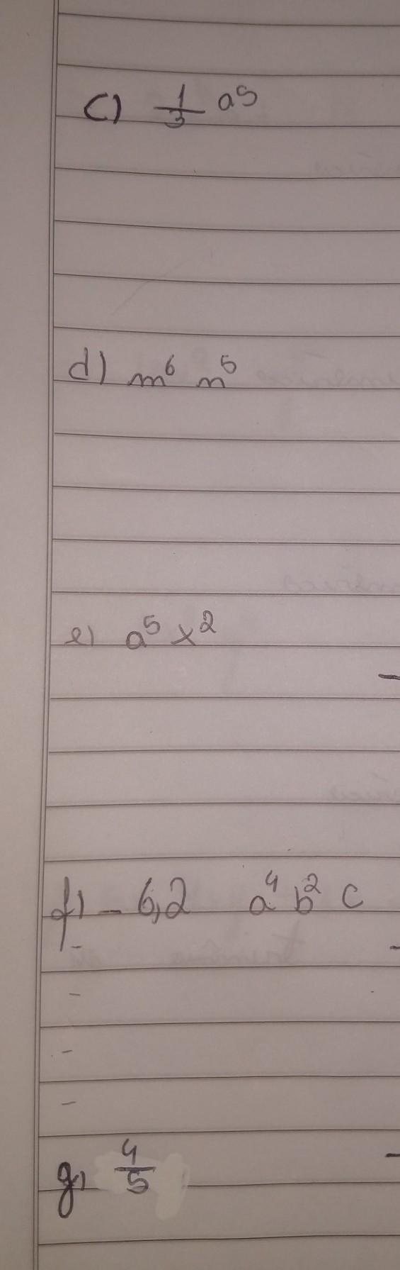 Qual é o coeficiente numérico e a parte literal​