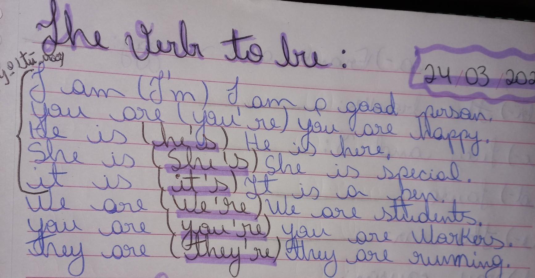 atividades relacionadas ao verb TO BE: 2) WRITE