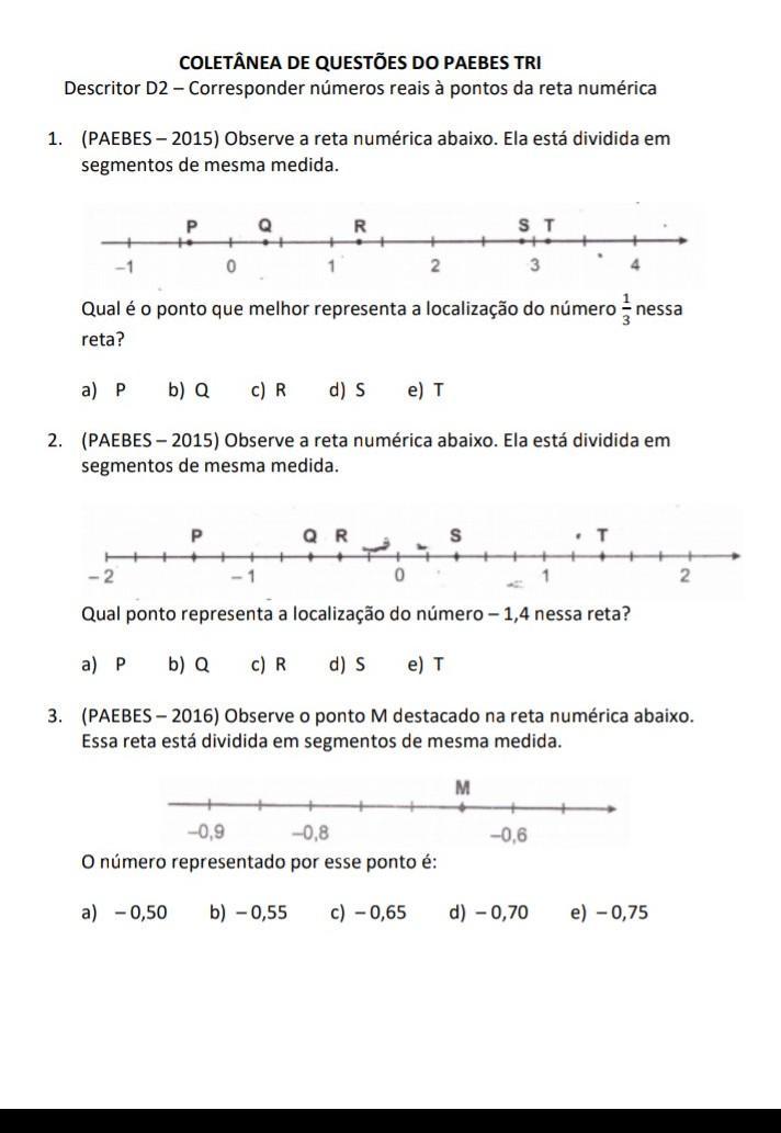 RETA NUMÉRICA:Responda!