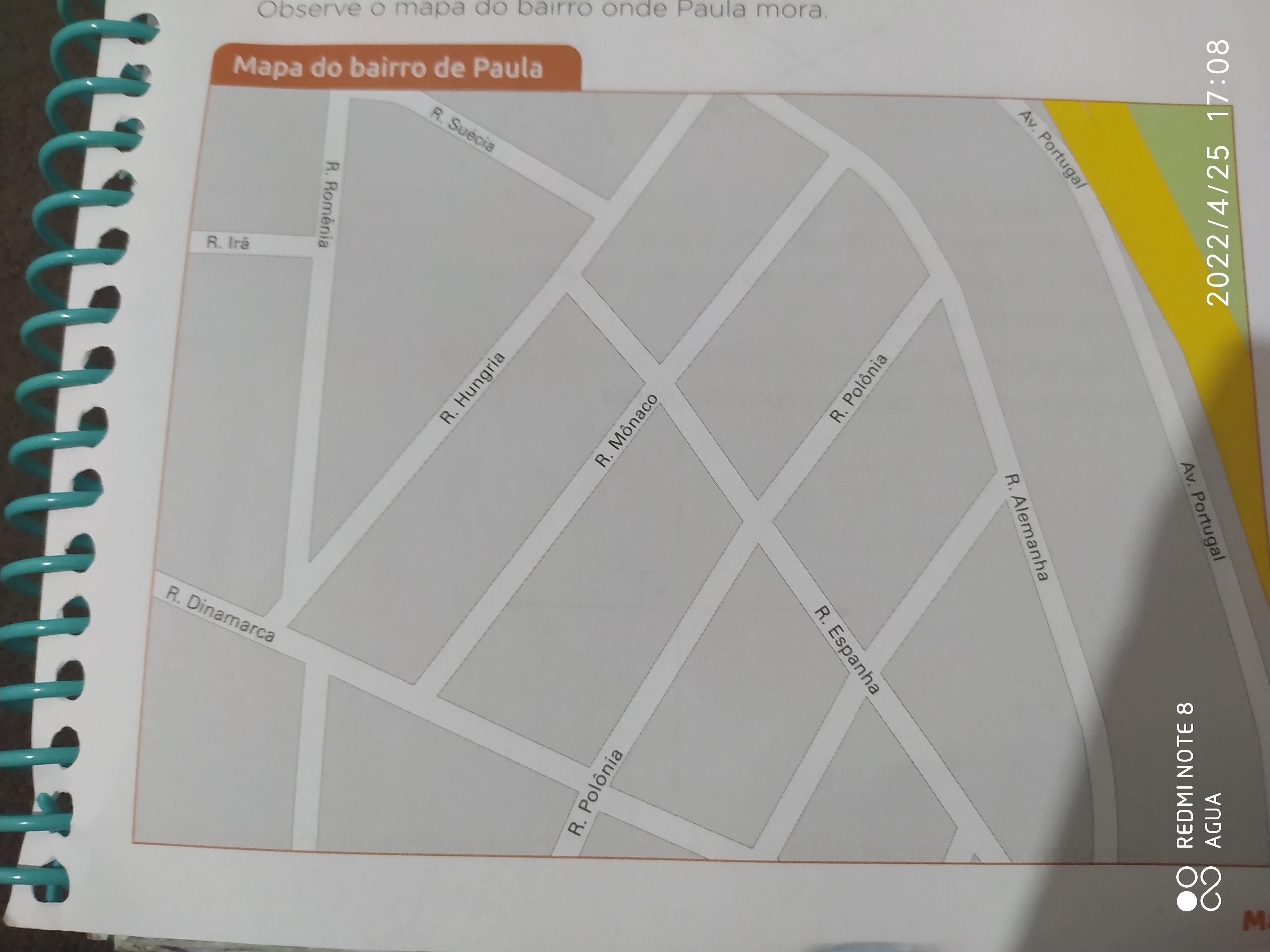 Observe o mapa do bairro onde Paula moraMe ajudaaaaaaaaaa