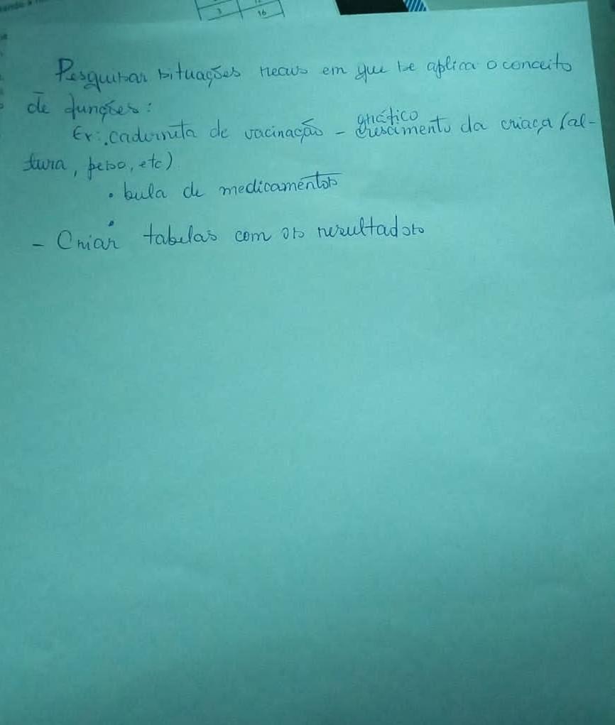 Pesquise situações reais que aplica o conceito de função