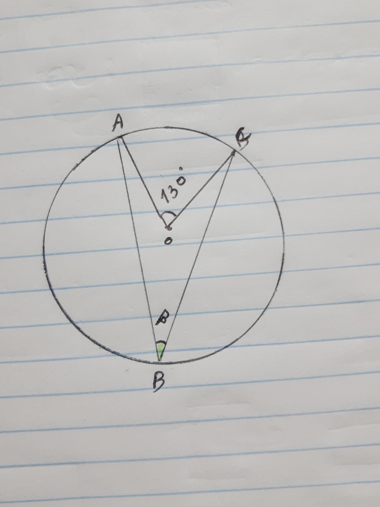 na figura AC é um arco de 130° qual a medida do ângulo beta? Socoroooooo alguém me ajuda por favor 