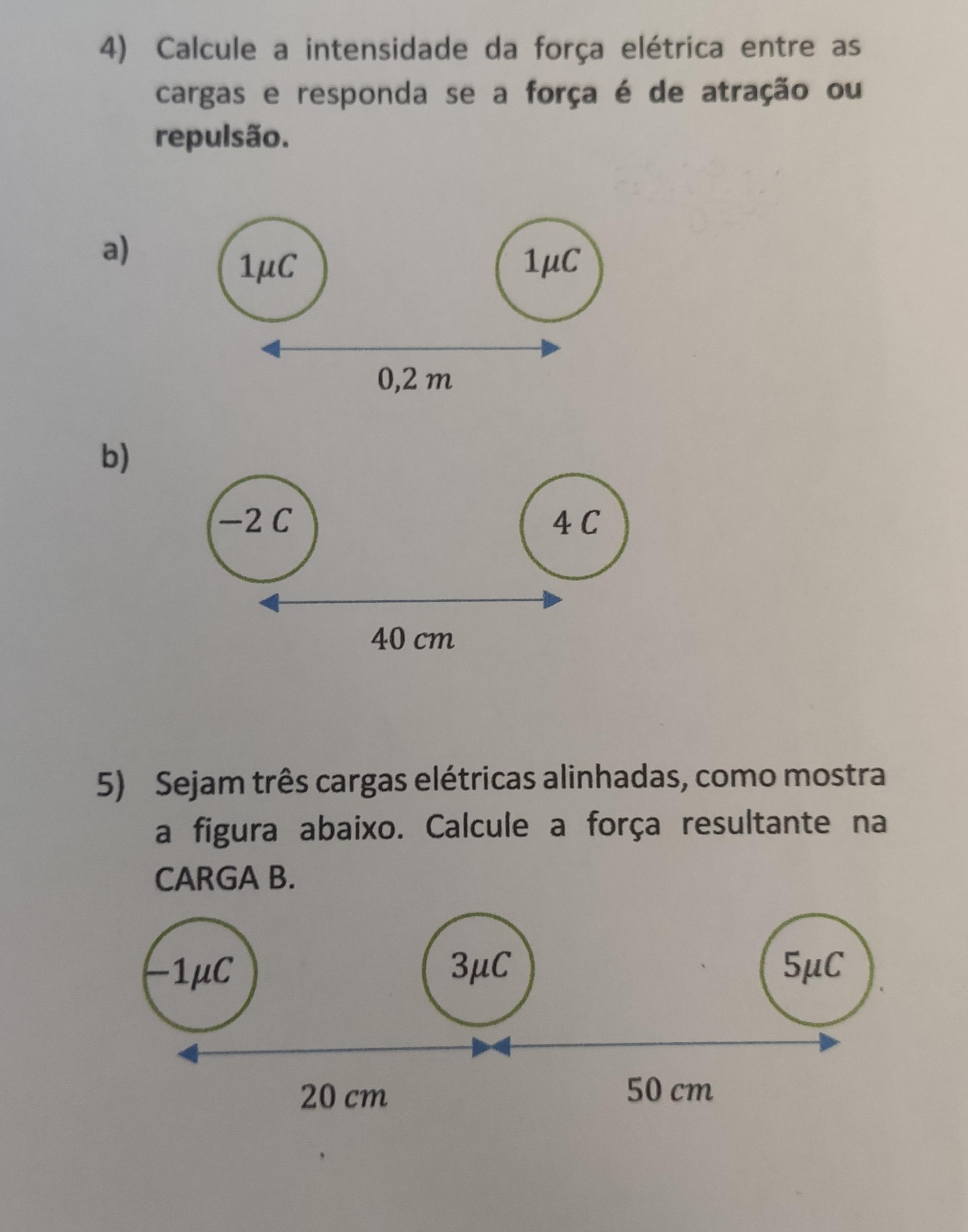 Atividades de Física: Lei de Coulomb