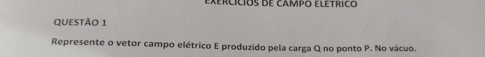 represente o vetor campo elétrico E produzido pela carga Q