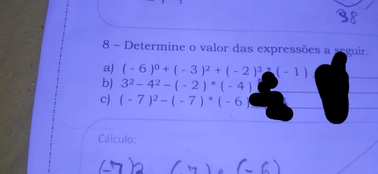 valor da expressão numérica