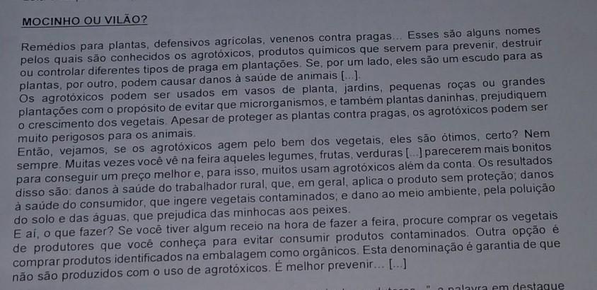 2) Nesse texto, o trecho