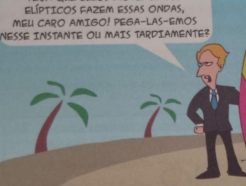 A) o registro escolhido pelo personagem a esquerda é adequada a situação porque?B) A forma como esse personagem foi caracterizado grafica