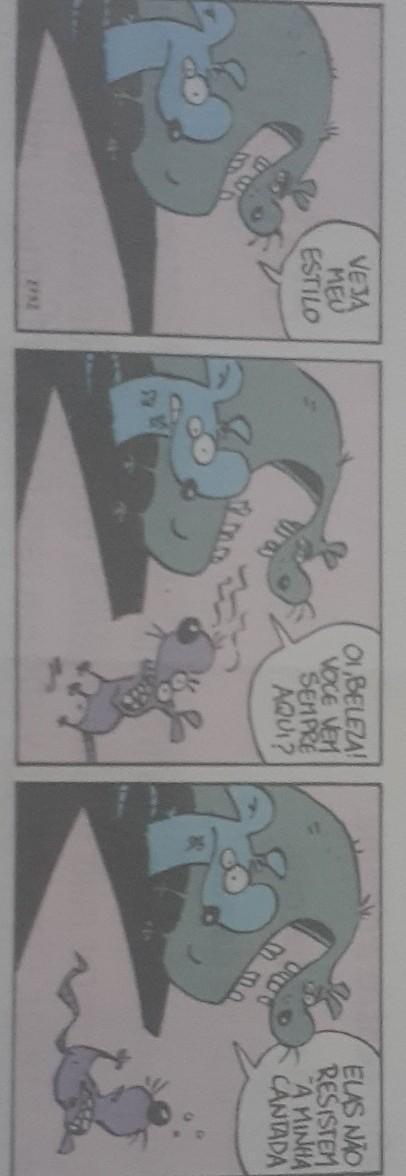 5) Leia a tira a seguir e responda às questões. a) Explique o efeito de humor da tira.POR FAVO ALGUÉM ME AJUDA É PARA AMANH?
