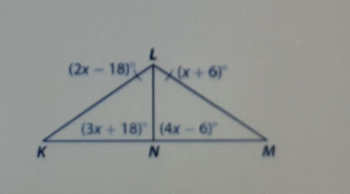 Segment LN bisects angle KLM. Eplain how you know that angle K is congruent to angle M.