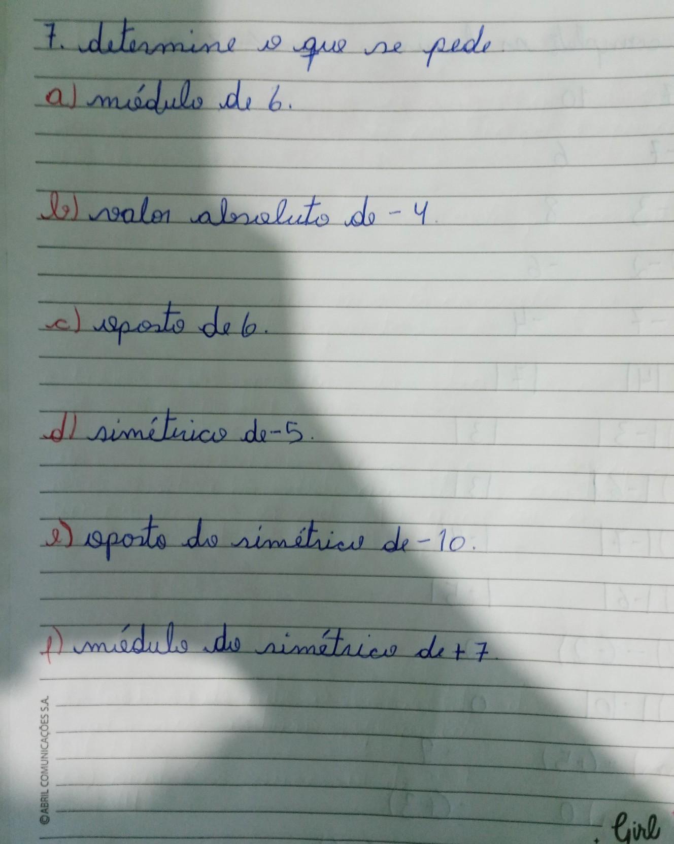 atividade de matemática 7.determine o que se pede . me ajudar por favor tem que entregar amanhã 