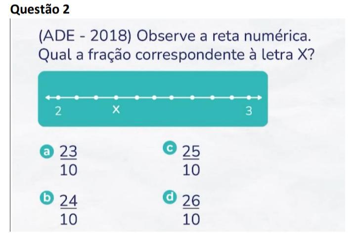 (ADE-2018) observe a reta numérica. Qual a fração corresp