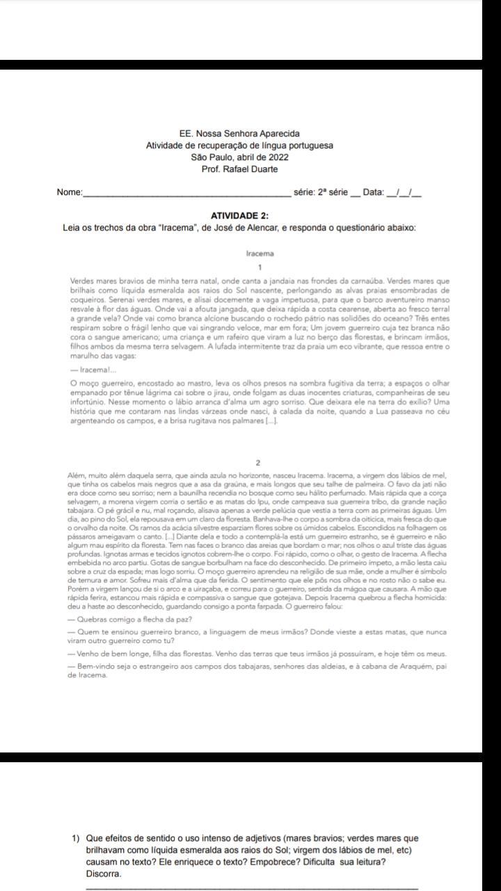 ATIVIDADE 2:Leia os trechos da obra