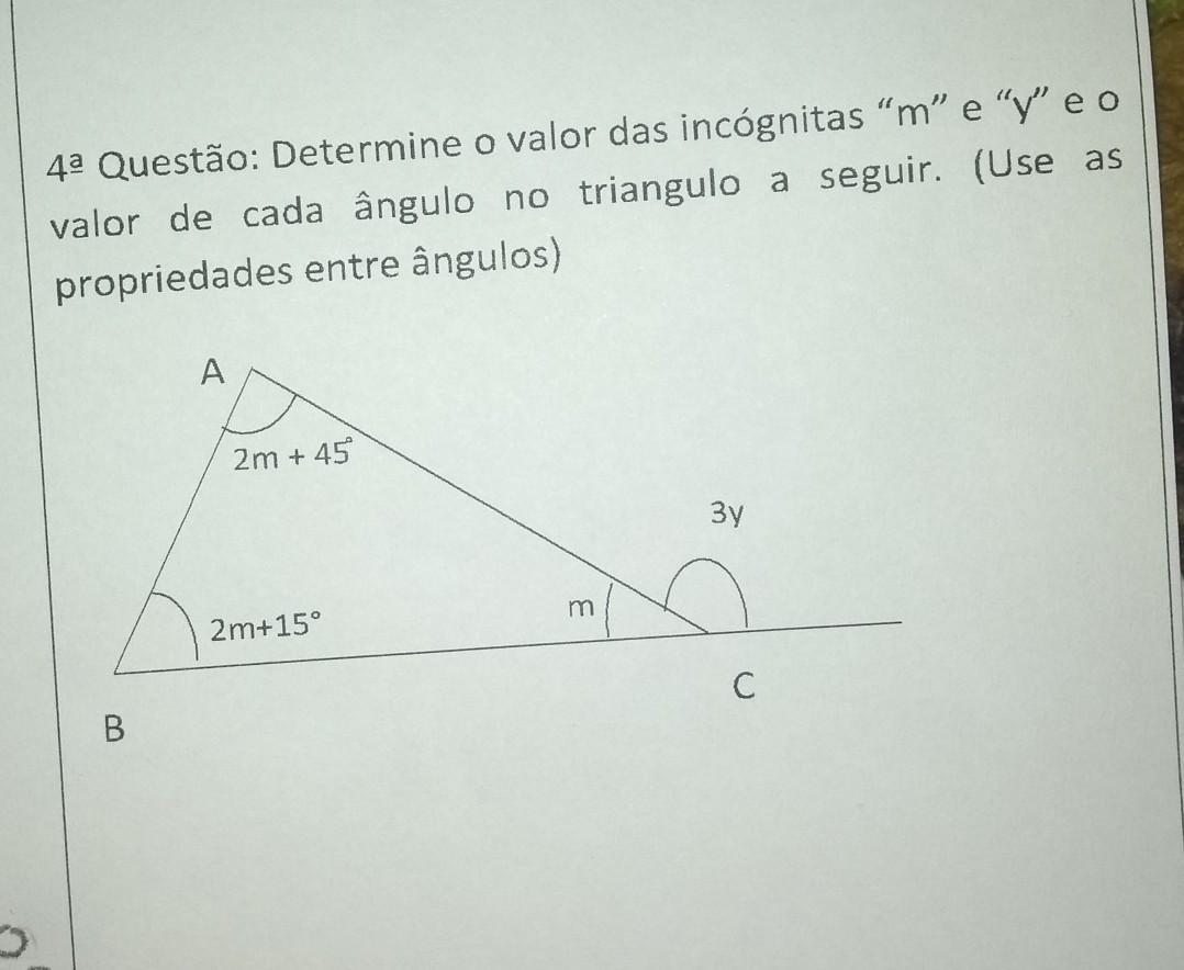 Determine o valor das incógnitas 