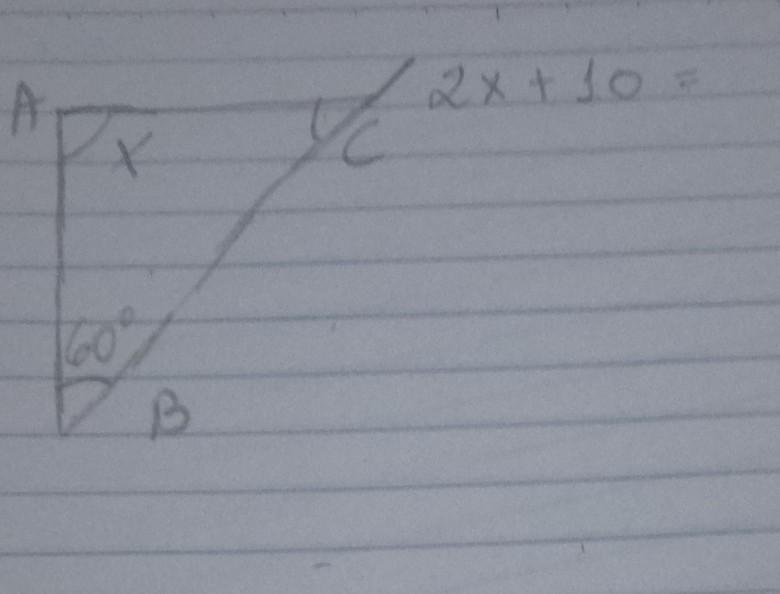 Considerando a representação do triângulo ABC da figura determine o valor de x ​