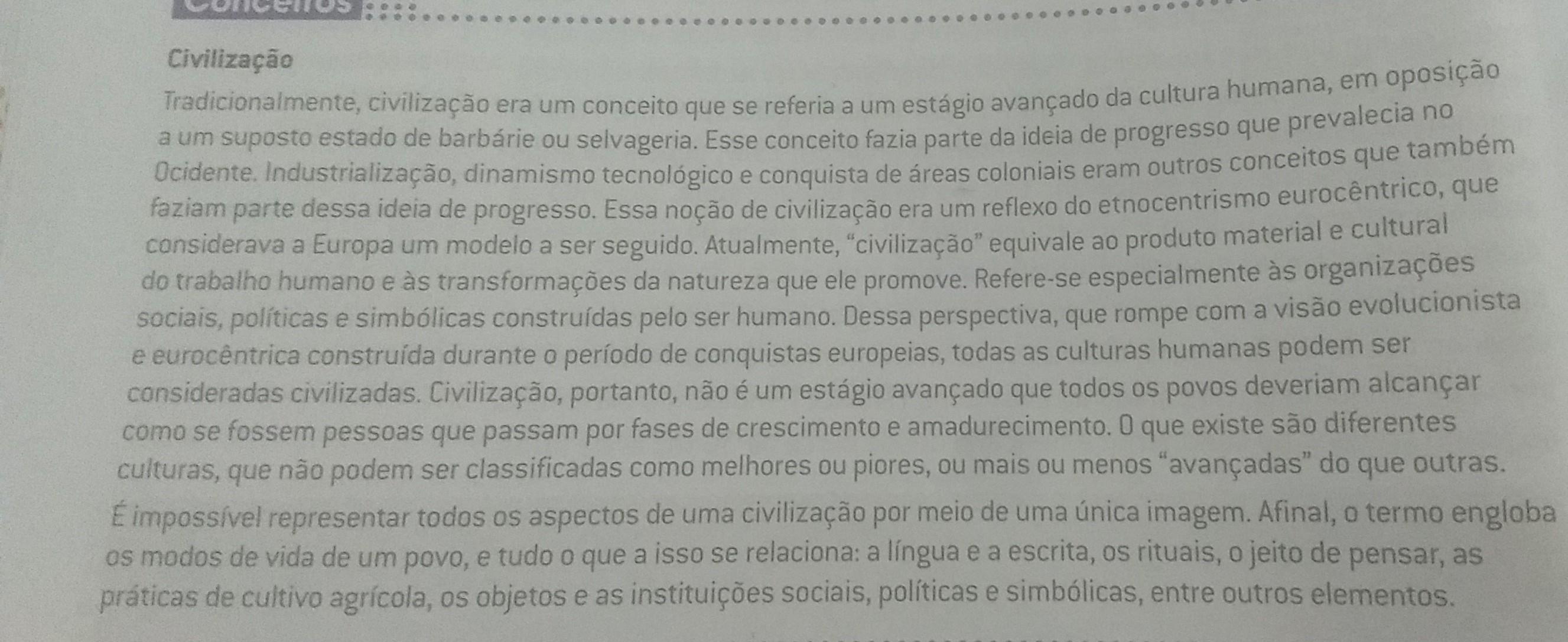 qual crítica foi feita ao conceito de civilização e como