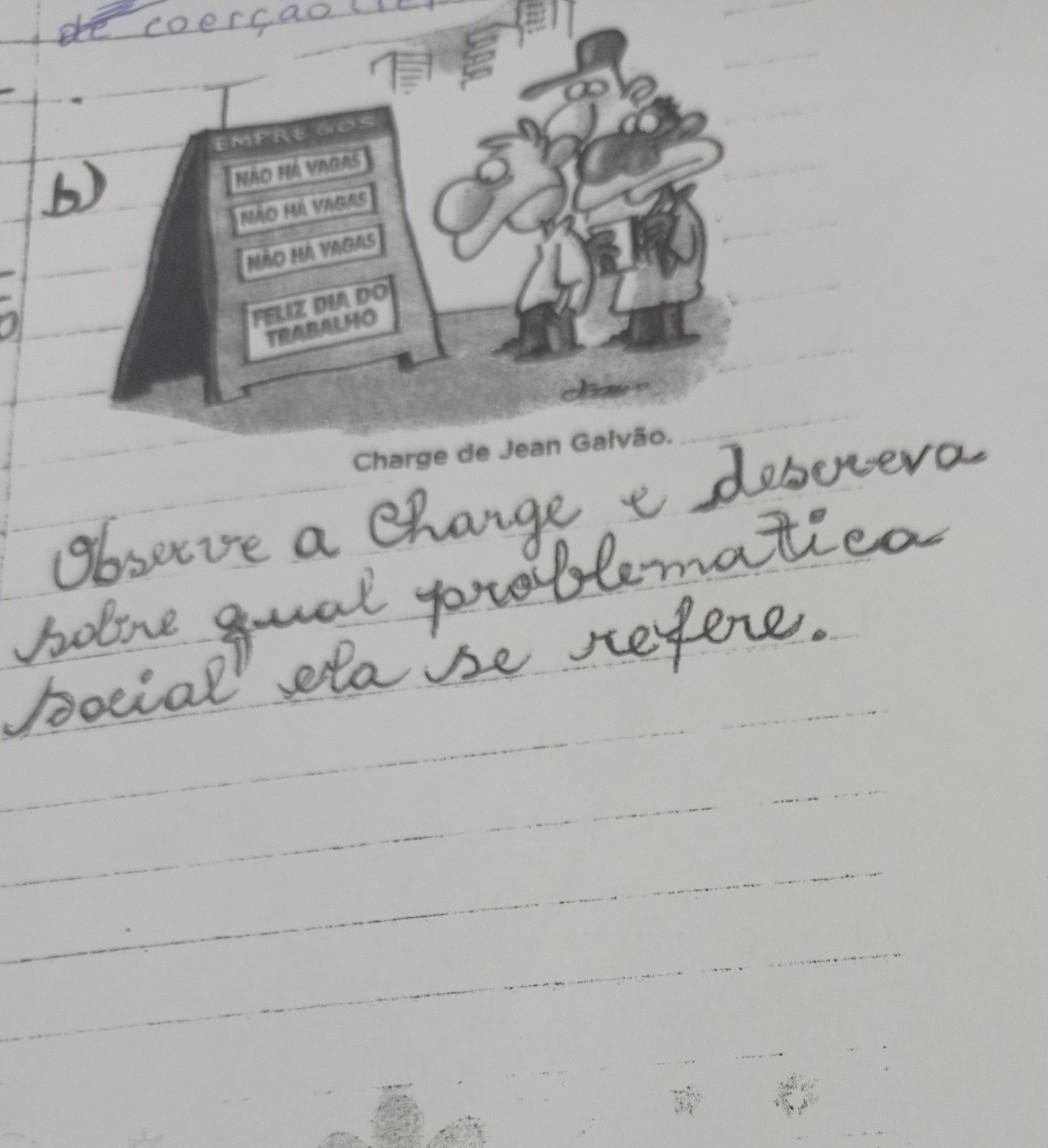 observe a charge e descreva sobre qual problemática social ela se refere ​